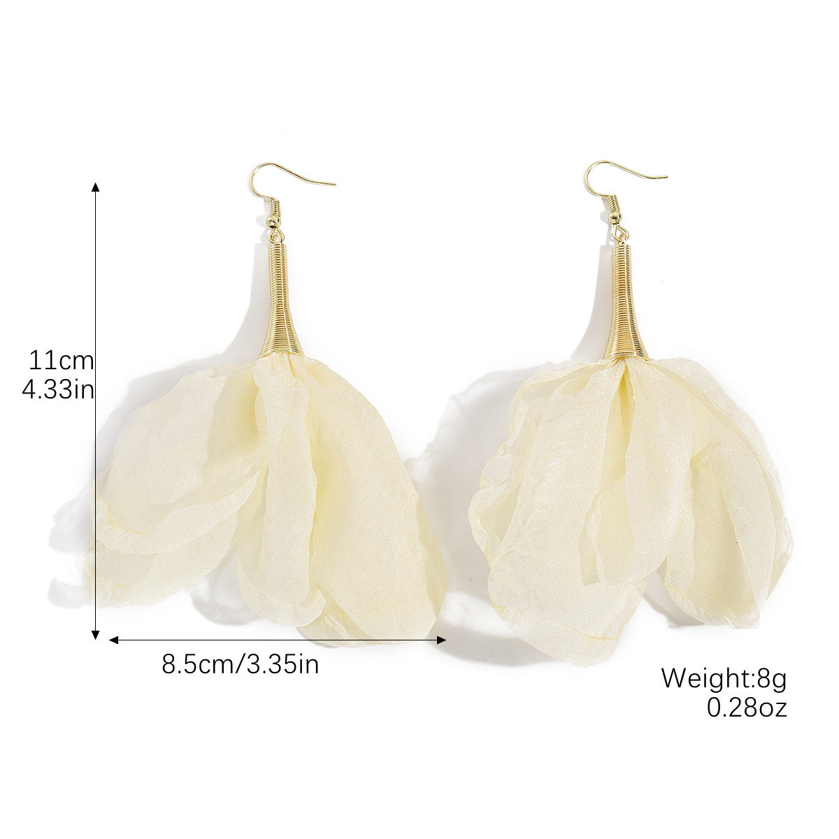 Flower Tassel Personalized Eardrops Elegant Long Fabric Earrings