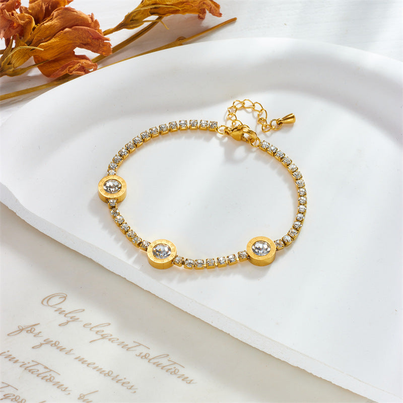 Simple Light Luxury Roman Round Accessory Titanium Bracelet
