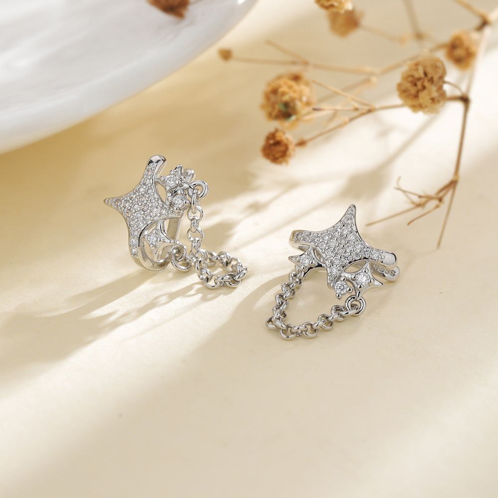Star Personality Street Punk Diamond Four Stars Ear Clip