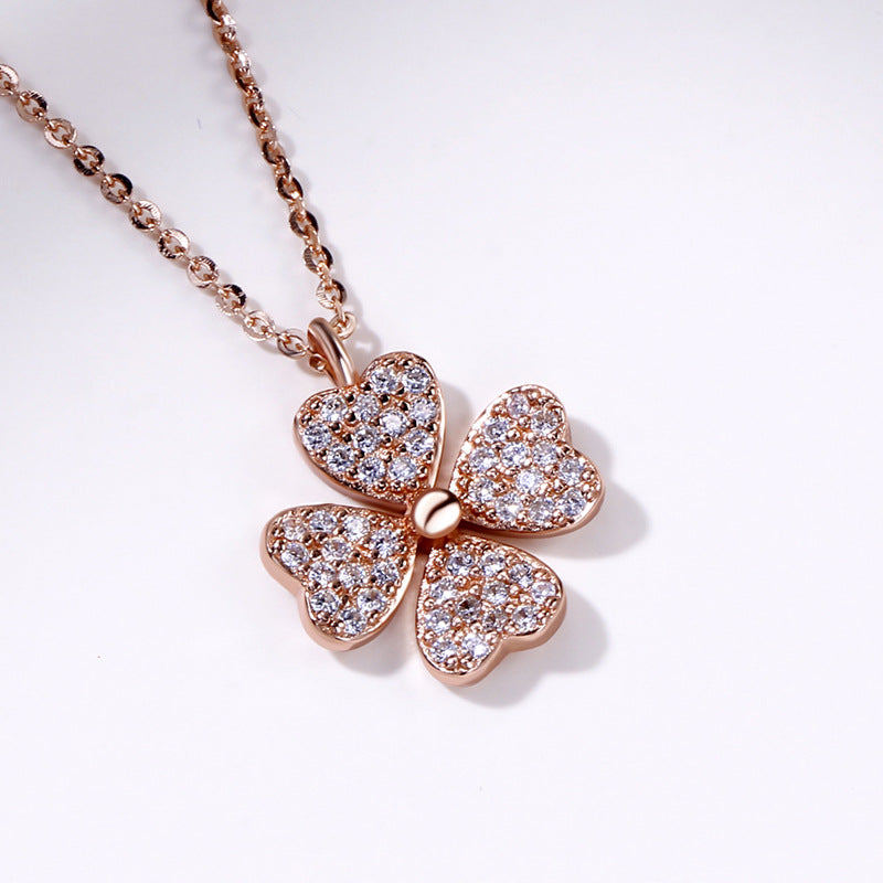 Clover Sterling Sier Dignified Pendant Korean Style Necklaces