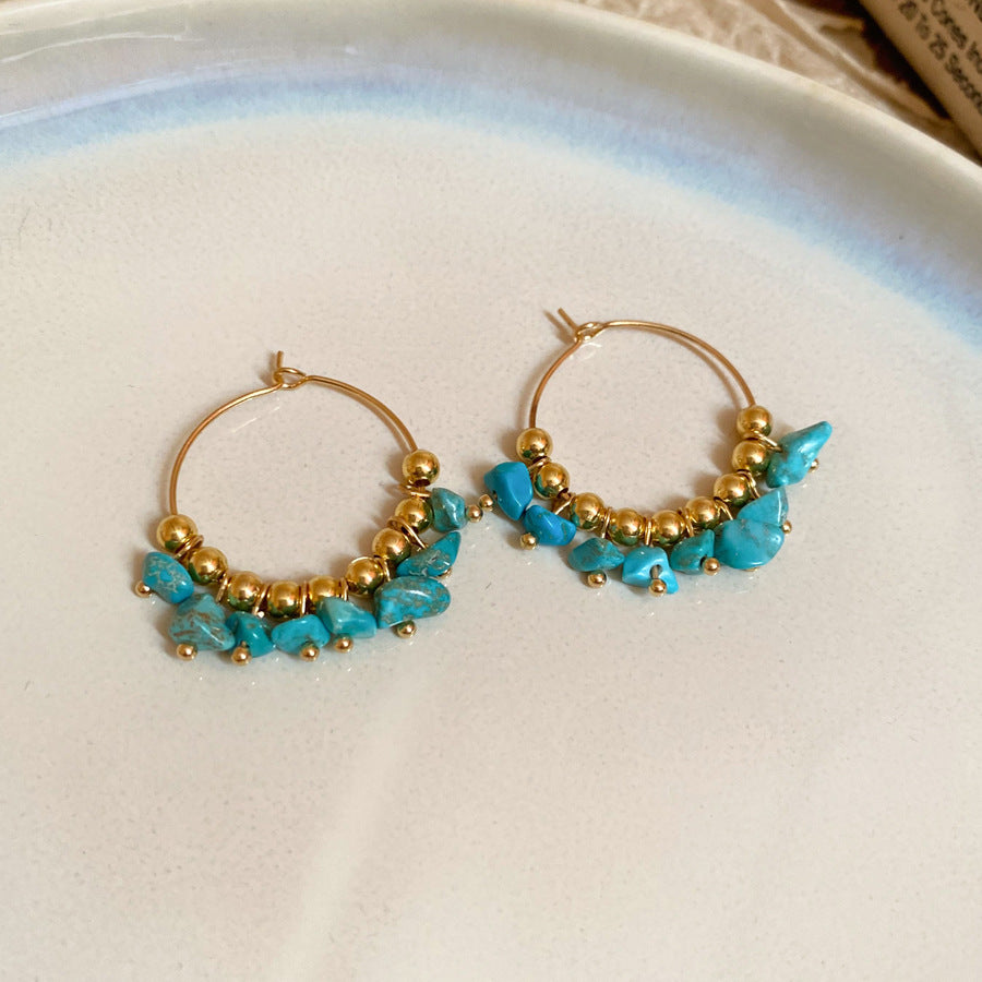 Sier Needle Acrylic Colorful Flower Sweet Earrings