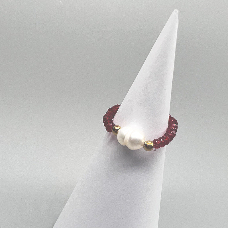 Elegant Style Freshwater Pearl Colored Glaze Beaded Rings