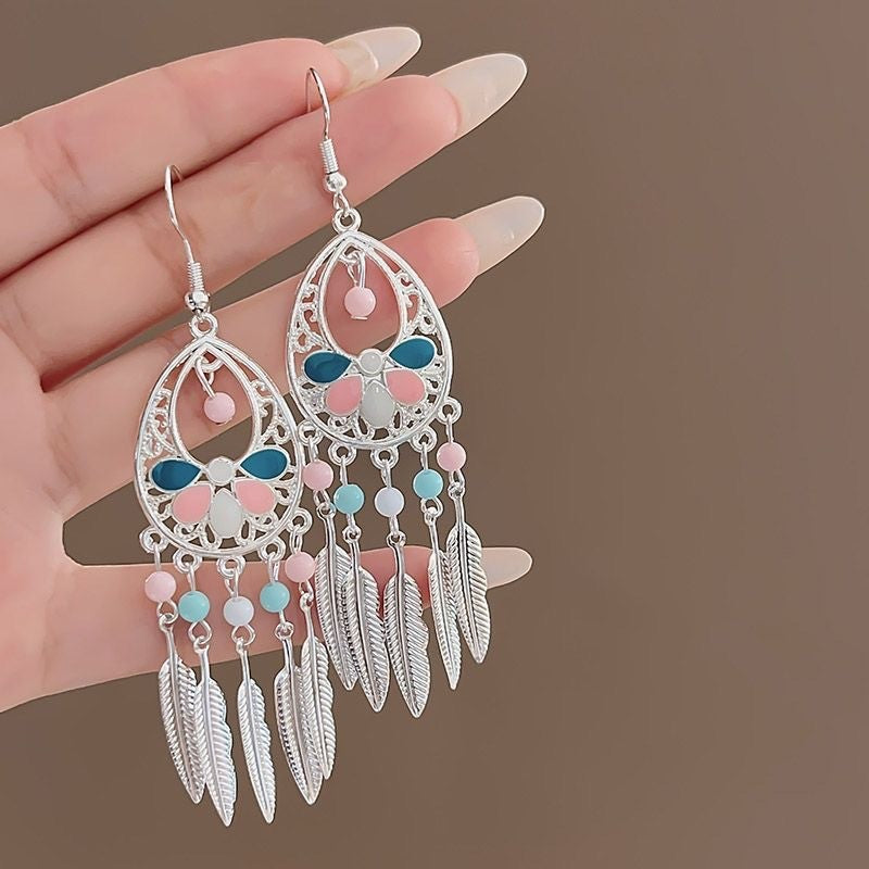Bohemian Tassel Water Drop Summer Vacation Style Dopamine Earrings