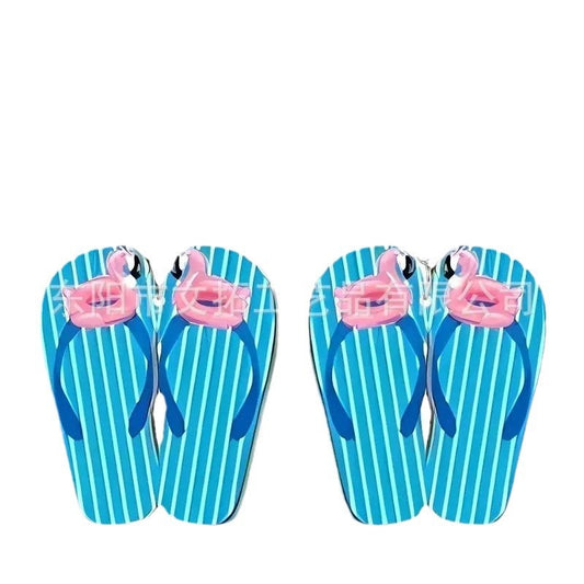 Acrylic Ocean Style Charm Slippers Leopard Earrings