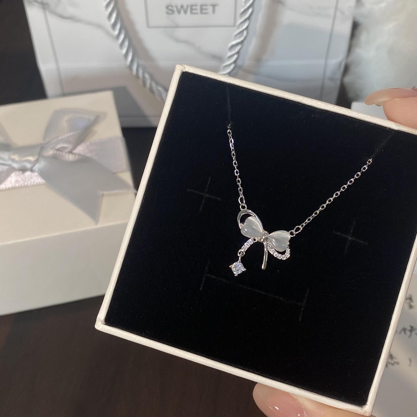 Bow Tassel Affordable Luxury Fashion Sweet Style Clavicle Chain Holiday Pendants