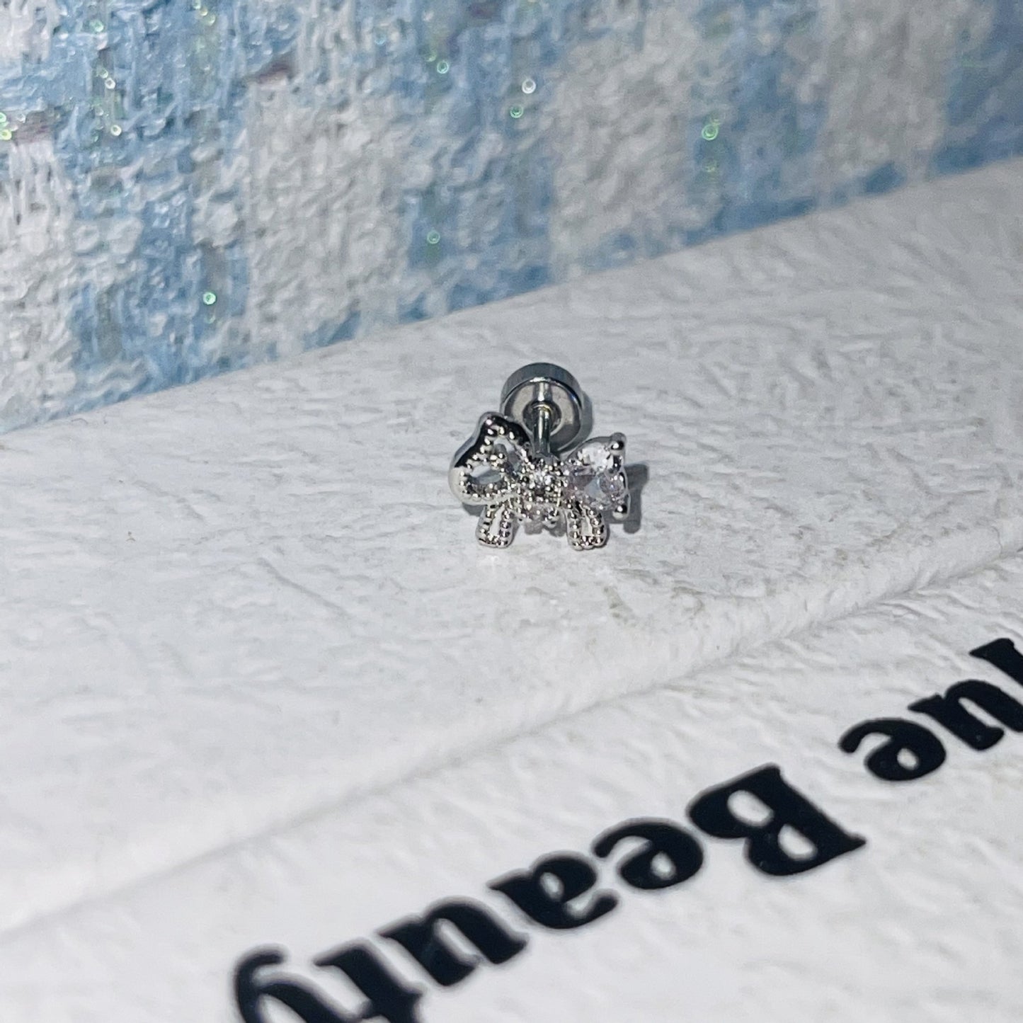Zircon Fresh Medical Titanium Steel Ear Bone Fairy Butterfly Full Earrings