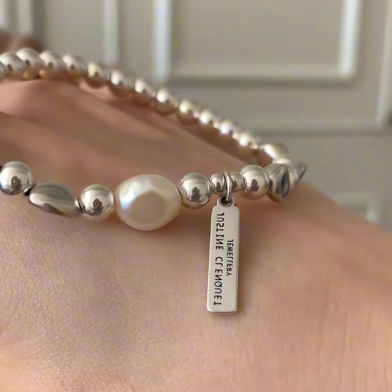 Pieces Of Sier Baroque Pearl High-grade Beaded Beads Elastic Bracelets
