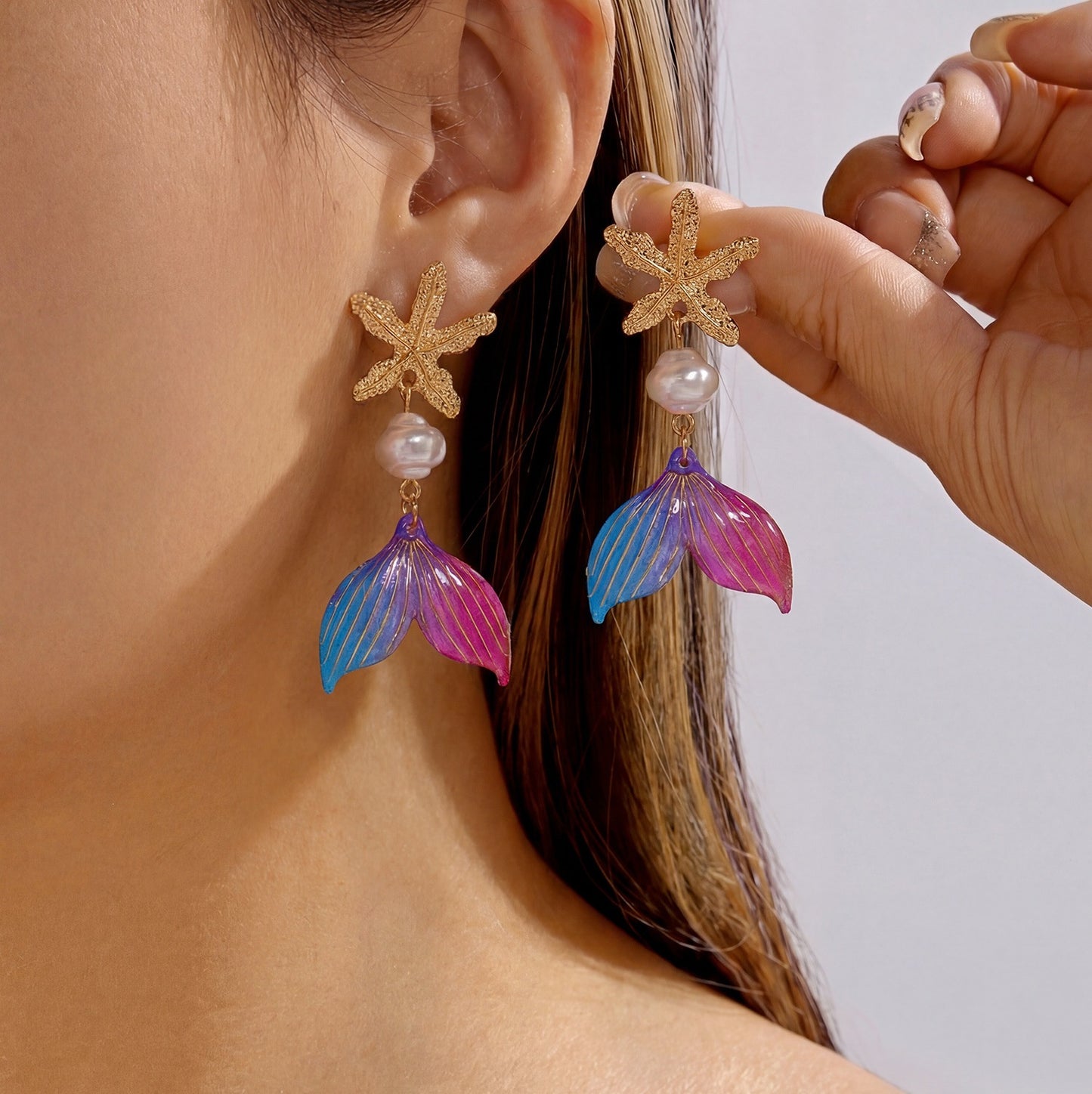 Small Fish Wild Ocean Series Starfish Coral Fishtail Rings