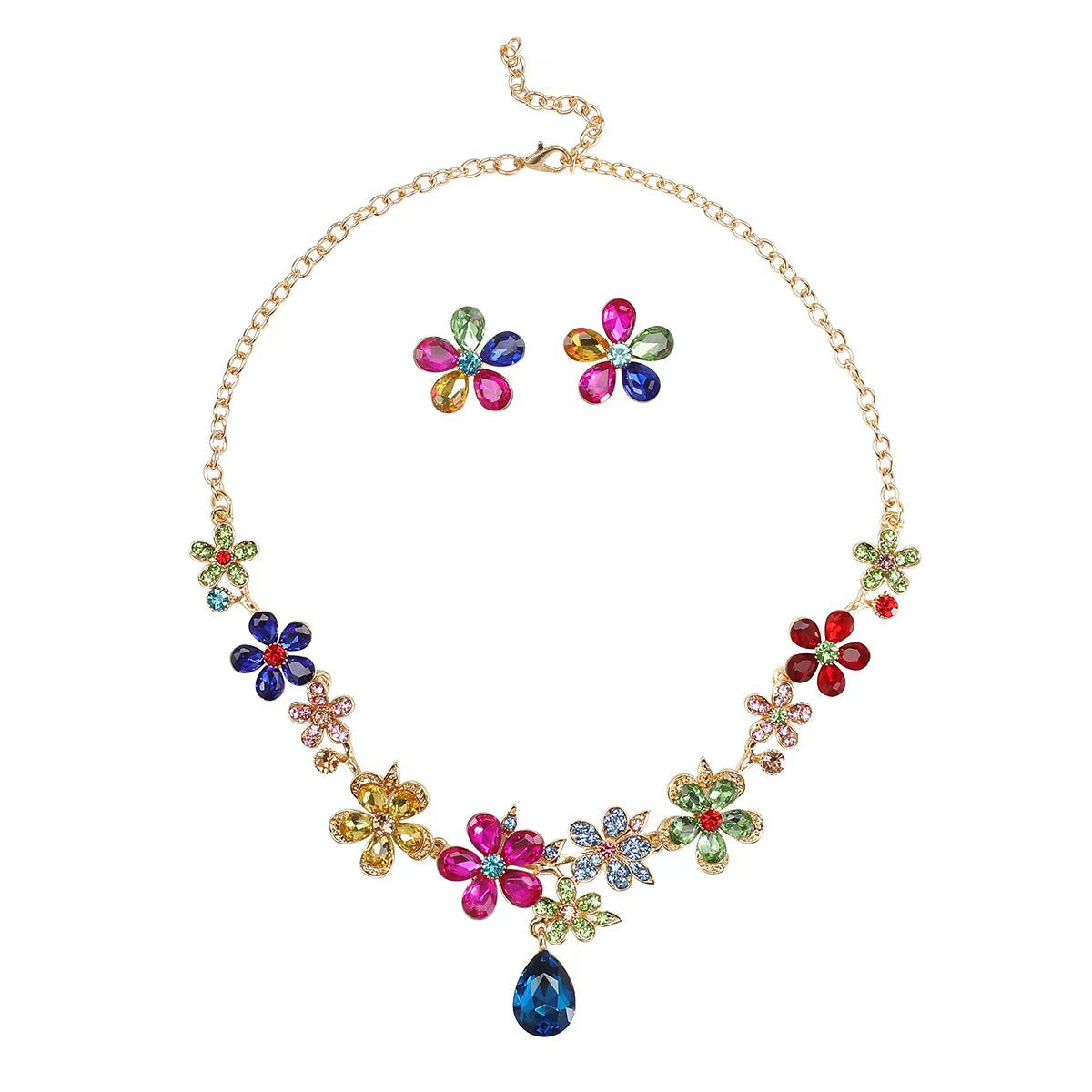 Exaggerated Alloy Suite Bridal Wedding Full Rhinestone Jewelry Set