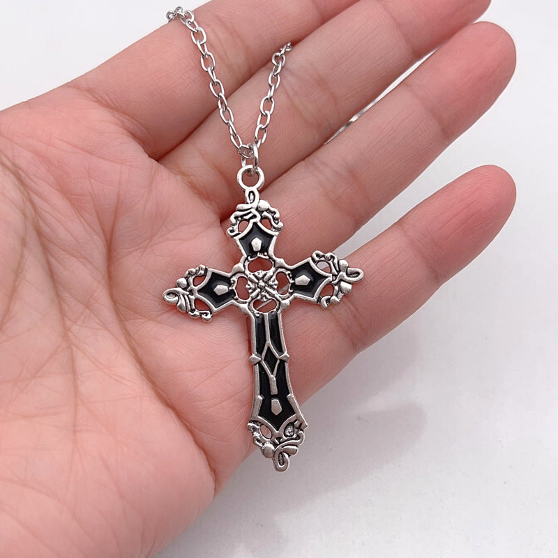 Alloy Decoration Cross Clothing Material Dark Necklace