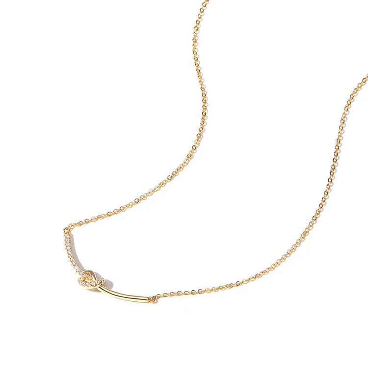 Sier High Sense Heart Clavicle Chain Necklace