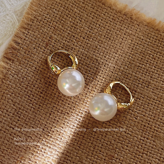 Glass Pearl Great Texture Plated Simple Earrings