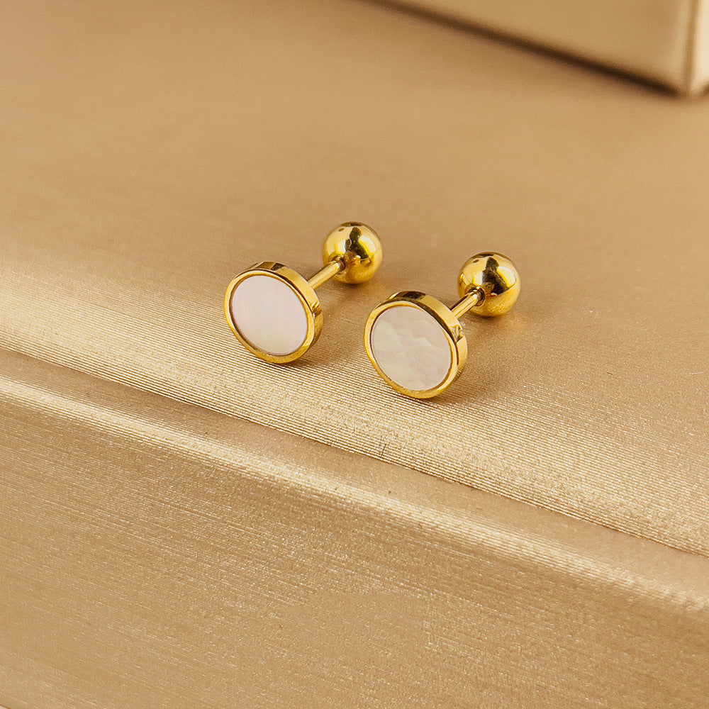 Women's Light Luxury Titanium Steel Fu Character Ethnic Earrings