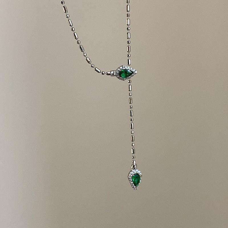 Women's Grandmother Green Snake Simple Sweet Grace Cool Style Minimalist Design Necklace