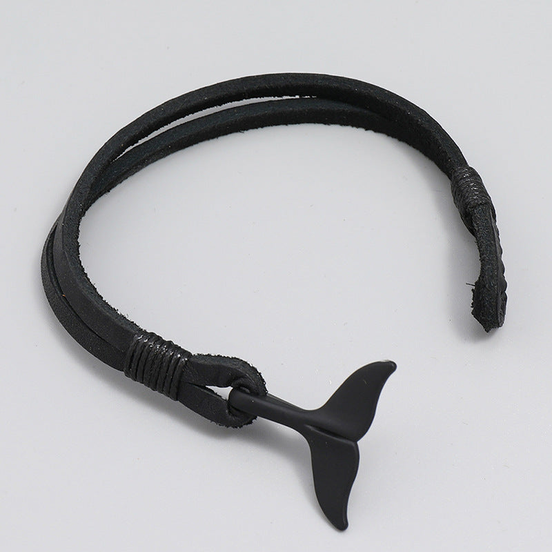 Men's Ornament Simple Fashion Black Mermaid Cattle Bracelets