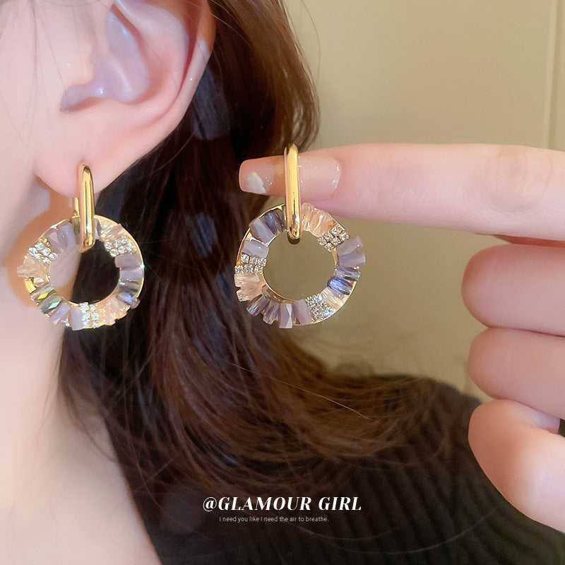 Women's Artificial Crystal Circle Geometry Clip Light Luxury Rings