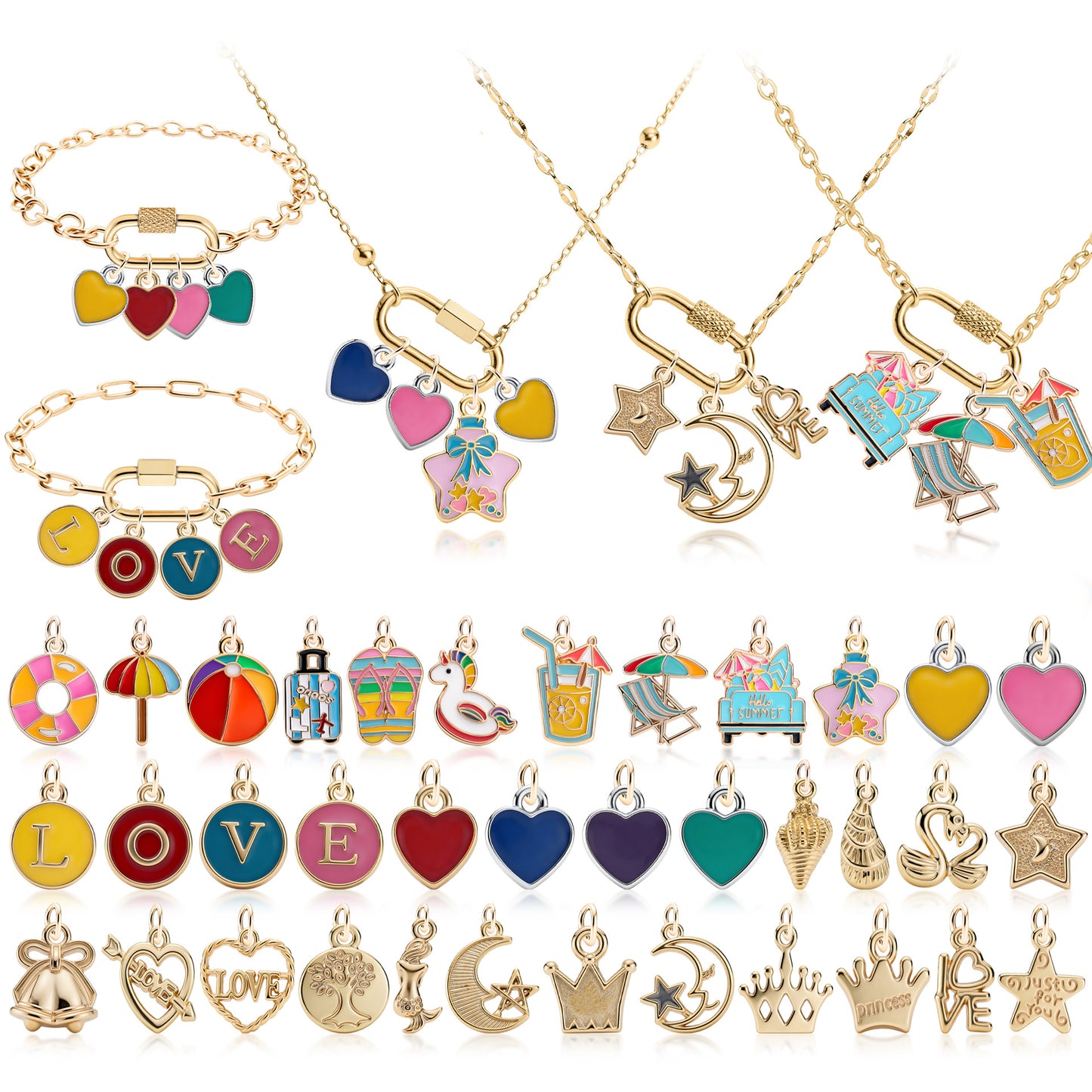 Women's Fashion Colored Loving Heart Drip Jewelry Set
