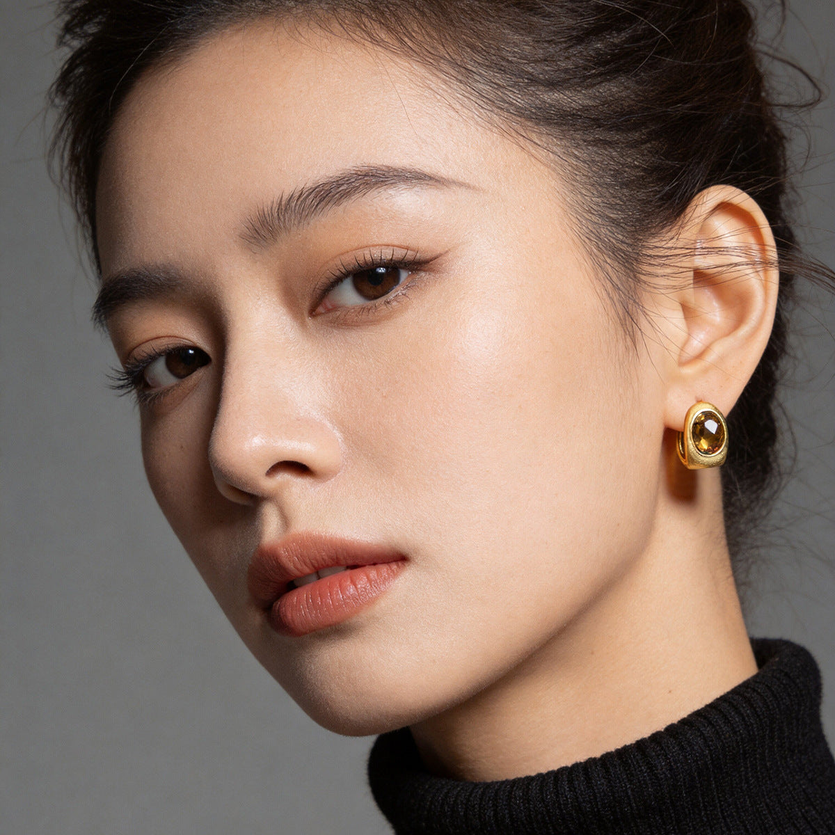 Clip Champagne Zircon Light Luxury High Sense Graceful Ear Buckle