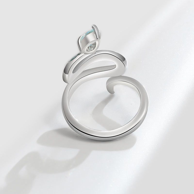 Women's & Men's Oil Dripping Green Snake Open Sier Ring
