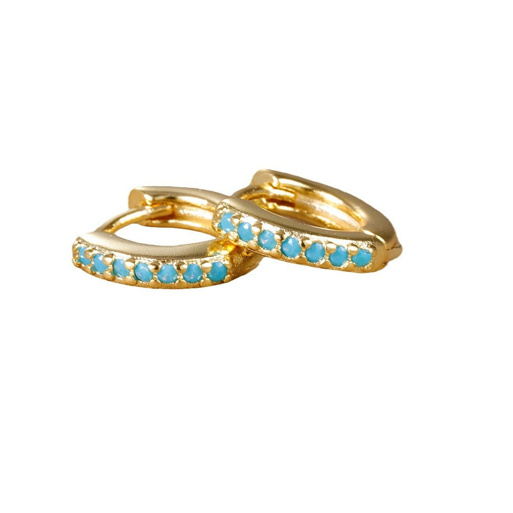 Simple Eardrop Blue Pine Zircon Circle Ear Bracelets