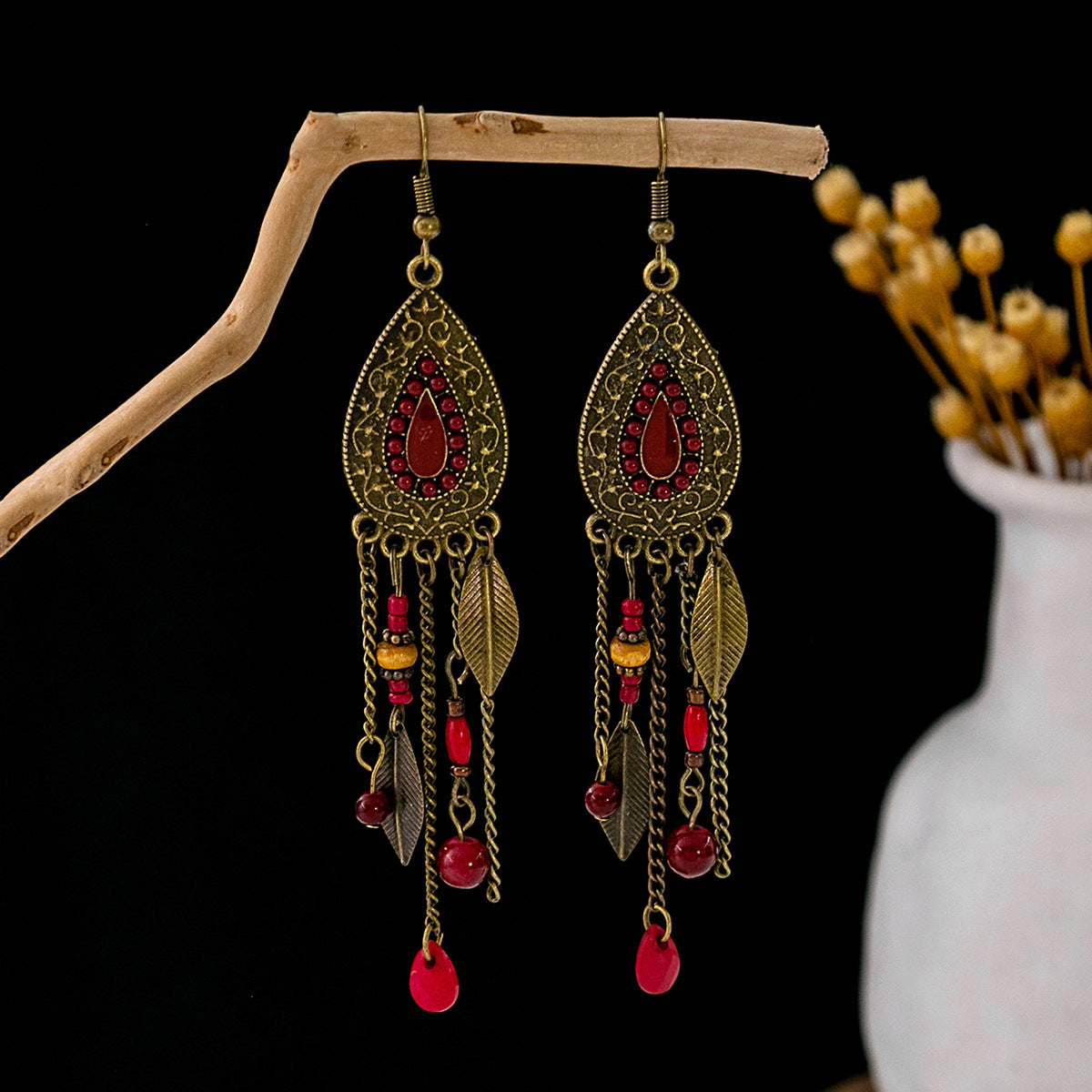 Tassel Turquoise Retro Minority Ethnic Style Earrings