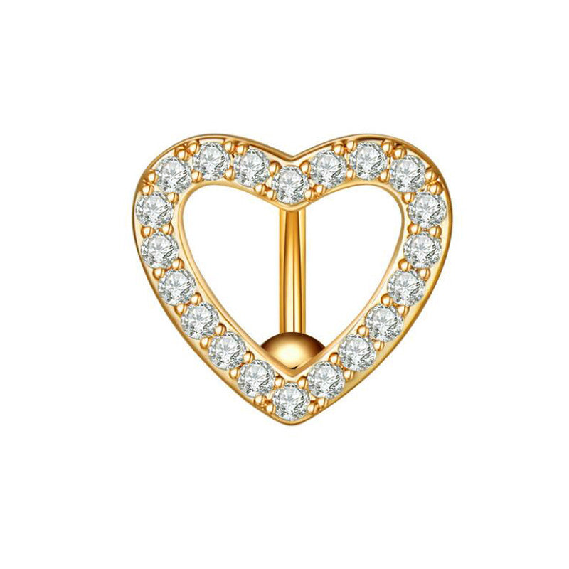 Gold Belly Rhinestone Zircon Style Navel Buckle Earrings