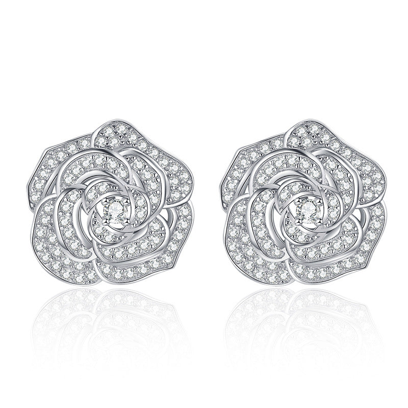 High-grade Classic Style Camellia Ear Refined Earrings