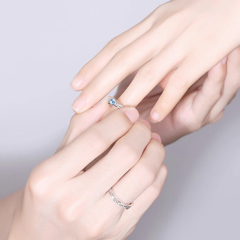 Blue Zirconium Female Male Opening Adjustable Ring