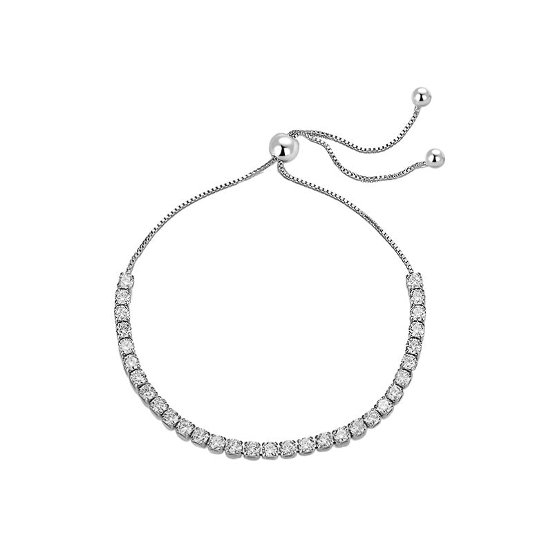 Bracelets plaqués argent avec Zircon pour femme, plein de diamants