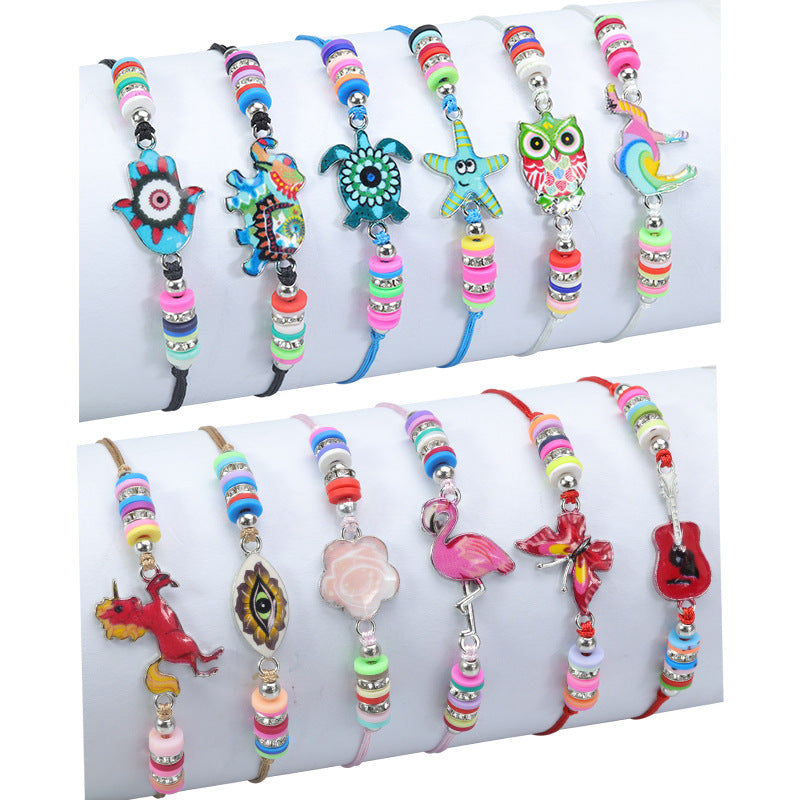 Bracelets de fête tissés avec des animaux, papillon, éléphant, tortue