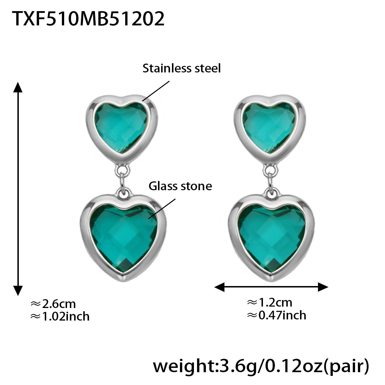 Cut Candy Color Heart-shaped Glass Stone Fashion Exquisite Stainless Rings