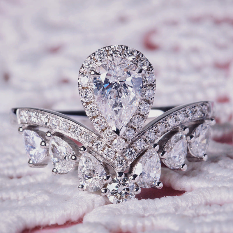 Live Broadcast Luxury Water Drop Pear-shaped Yellow Diamond Rings