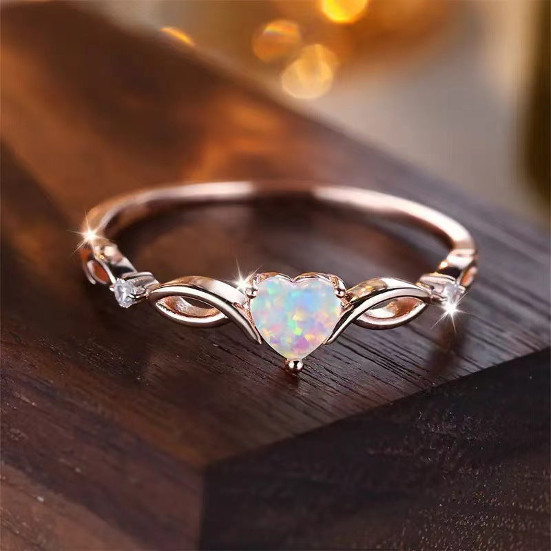 Women's Simple Fresh Love Heart-shaped Temperamental Personalized Ring