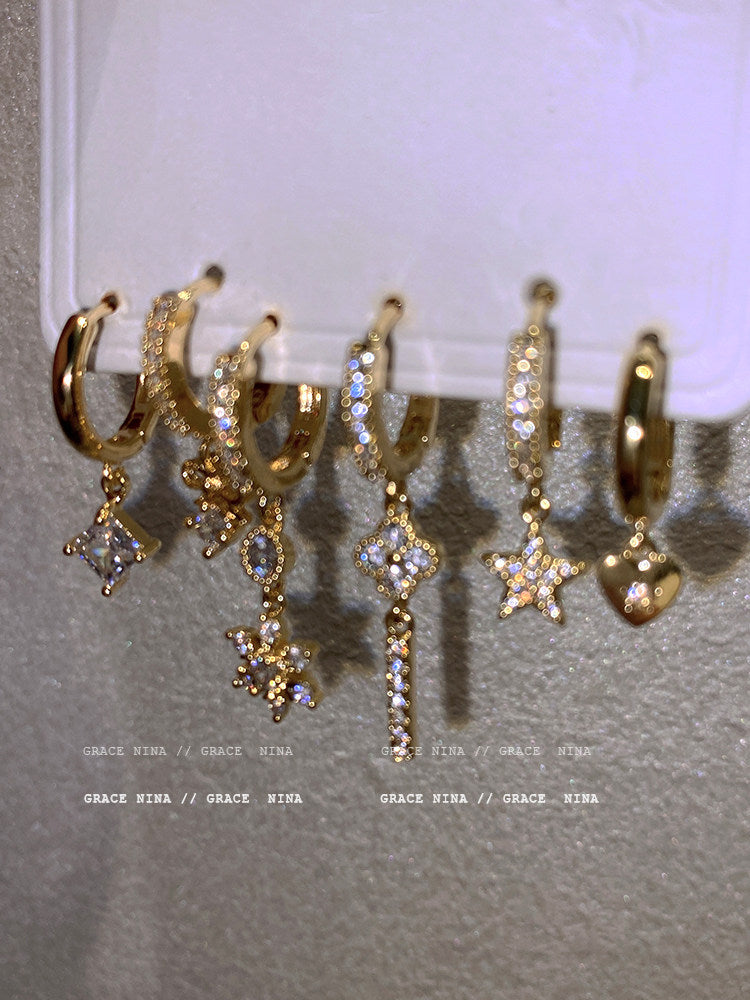 Moon Sea Diamond Suit Petite Tide Eardrops Earrings