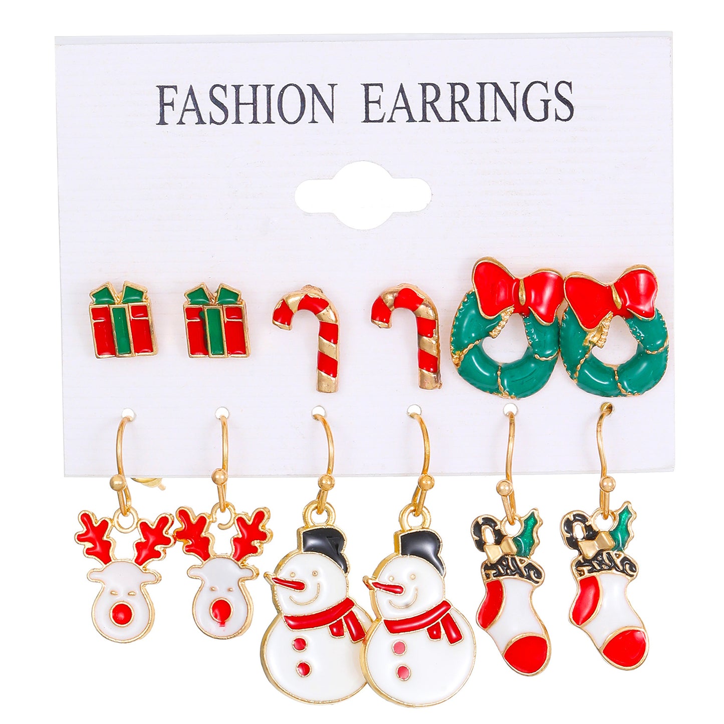 Women's Christmas Suit Drop Oil Jingling Bell Elk Tree Earings Earrings