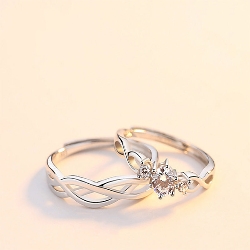 Women's & Men's Simple Simulation Zircon Diamond Open Couple Price Starting From 2 Rings