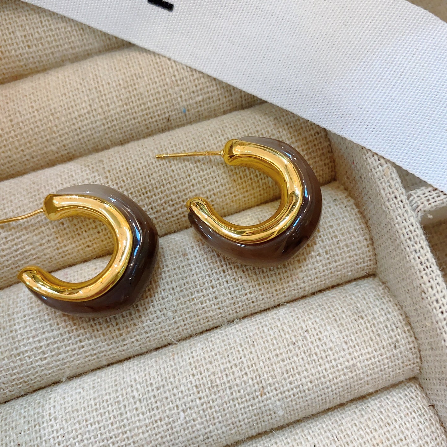 Women's Vintage Metallic Amber For Niche Temperament Korean Earrings