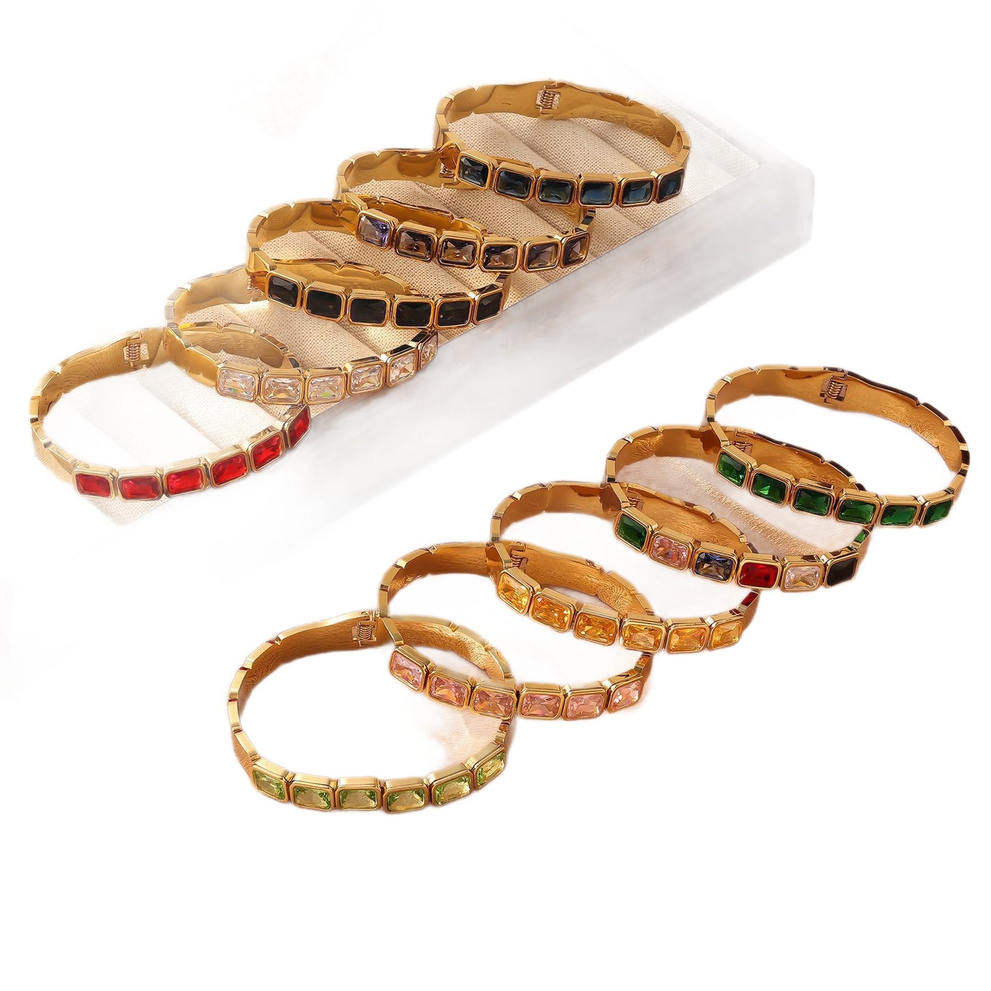 Steel Square Colored Design Trendy Cool Bracelet