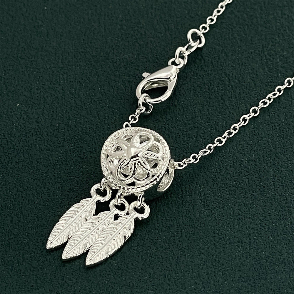 Slouchy Versatile Sier Plated Dream Catcher Necklace