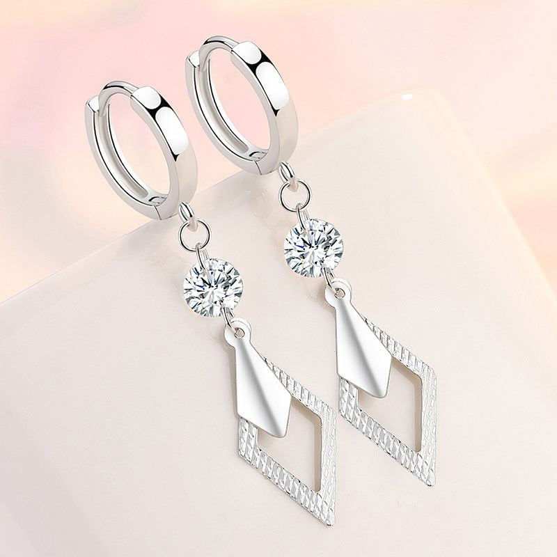 Boucles d'oreilles personnalisées en forme de losange pour femmes, longues et simples, en cristal