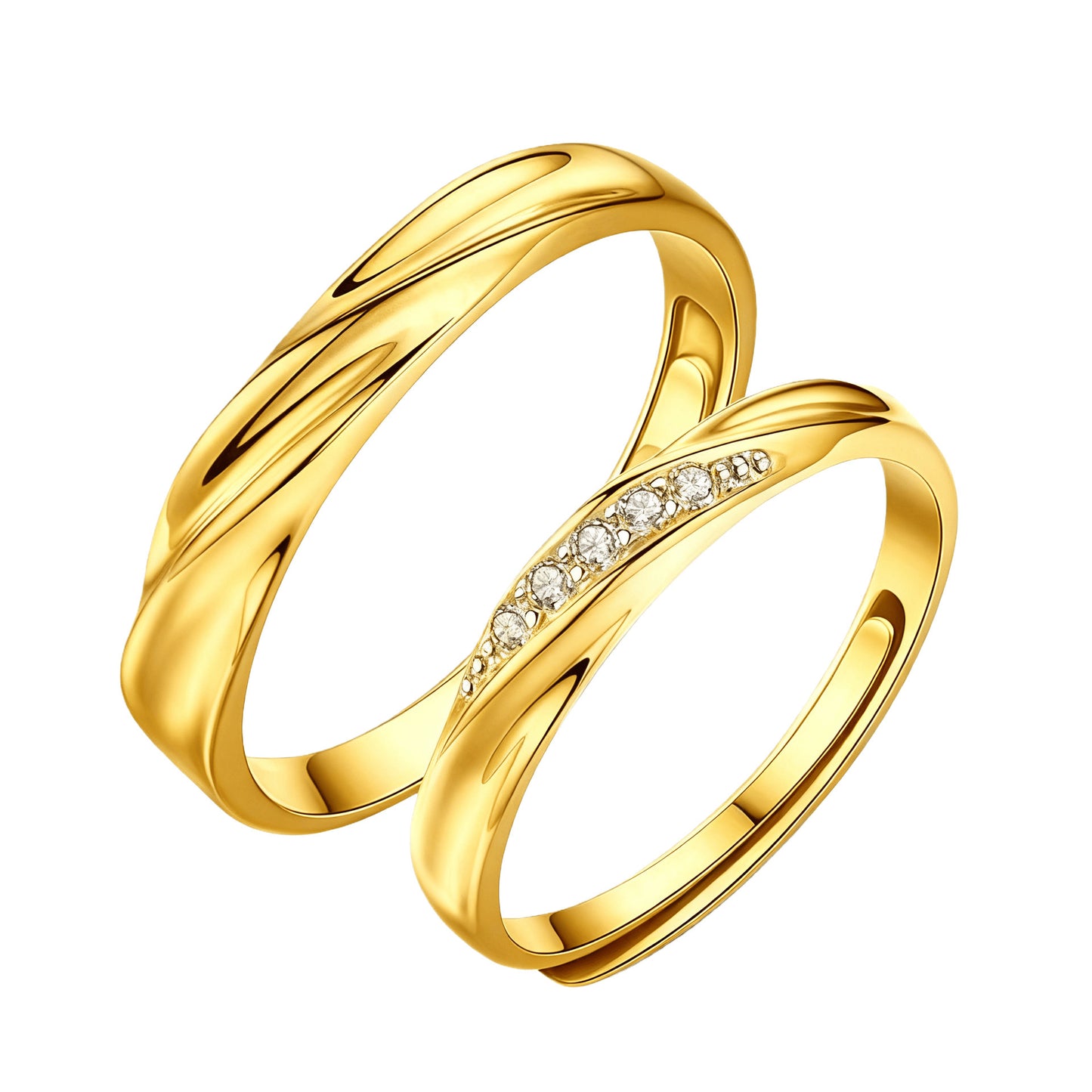 Mobius Love Couple Gold Plated Inlaid Rings
