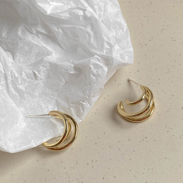 Women's Trendy Metal Version Cold Style Fashionable Temperament Sier Earrings