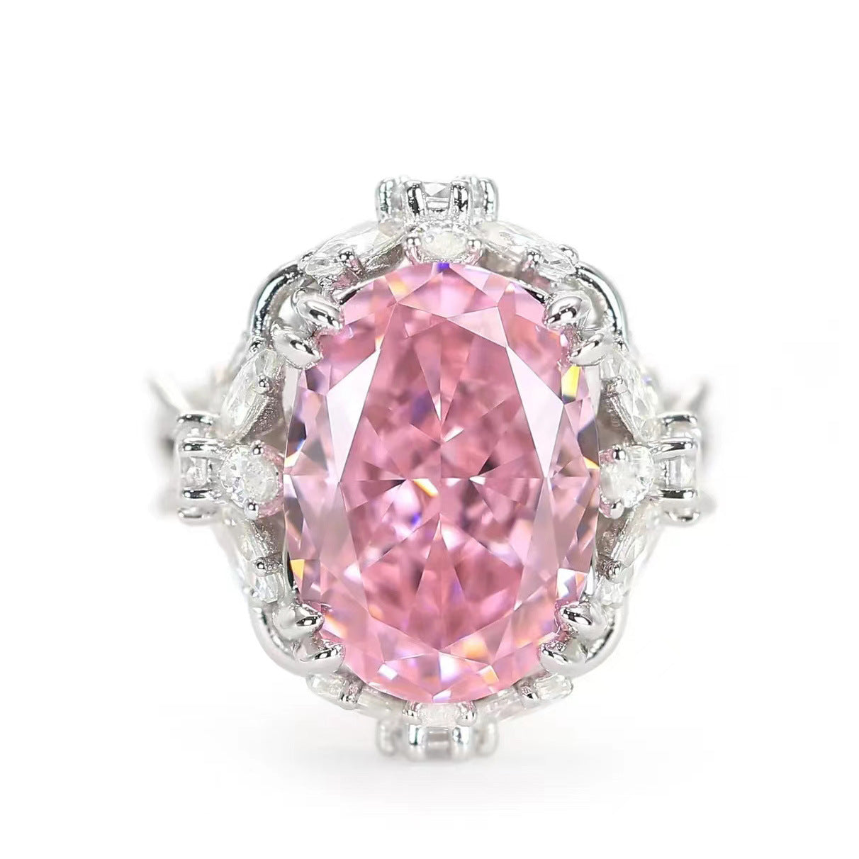 Women's Flash Argyle Pink Diamond Peach Blossom Rings