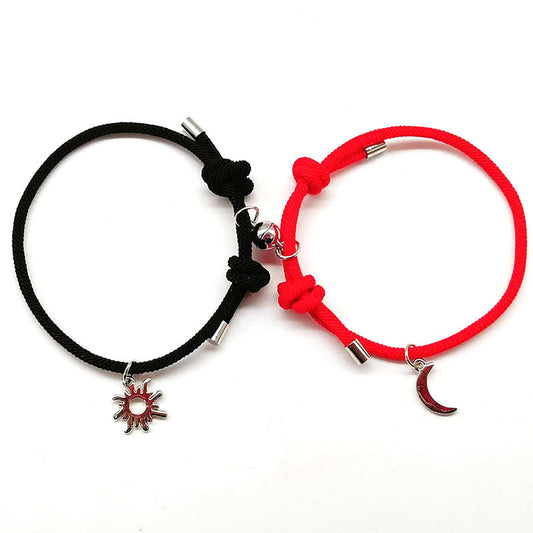 Women's & Men's & Magnetic Sun Moon Lovers Stitching Dumbbell Woven Bracelets