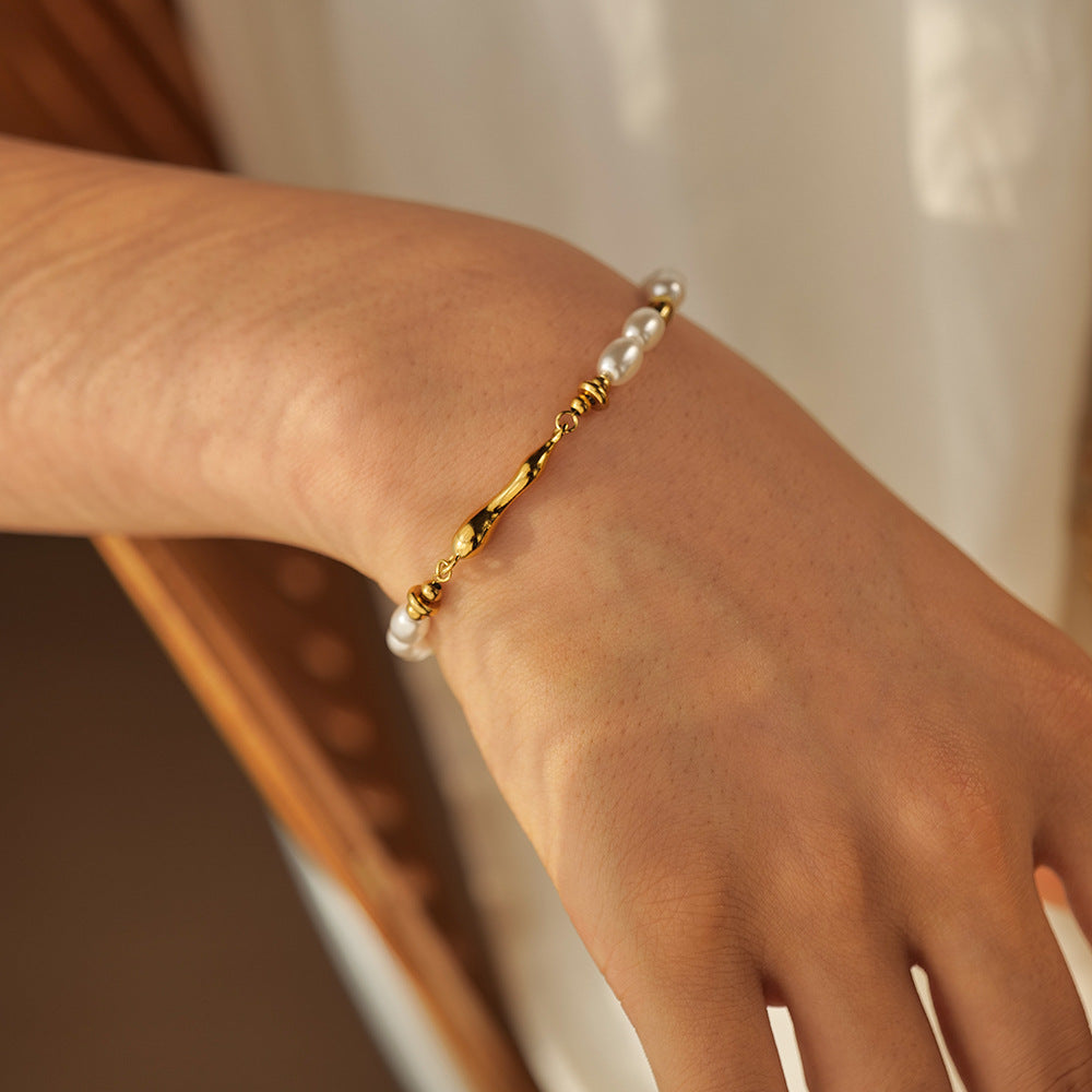 Bracelets en forme de goutte d'eau en forme de perle incrustée d'acier