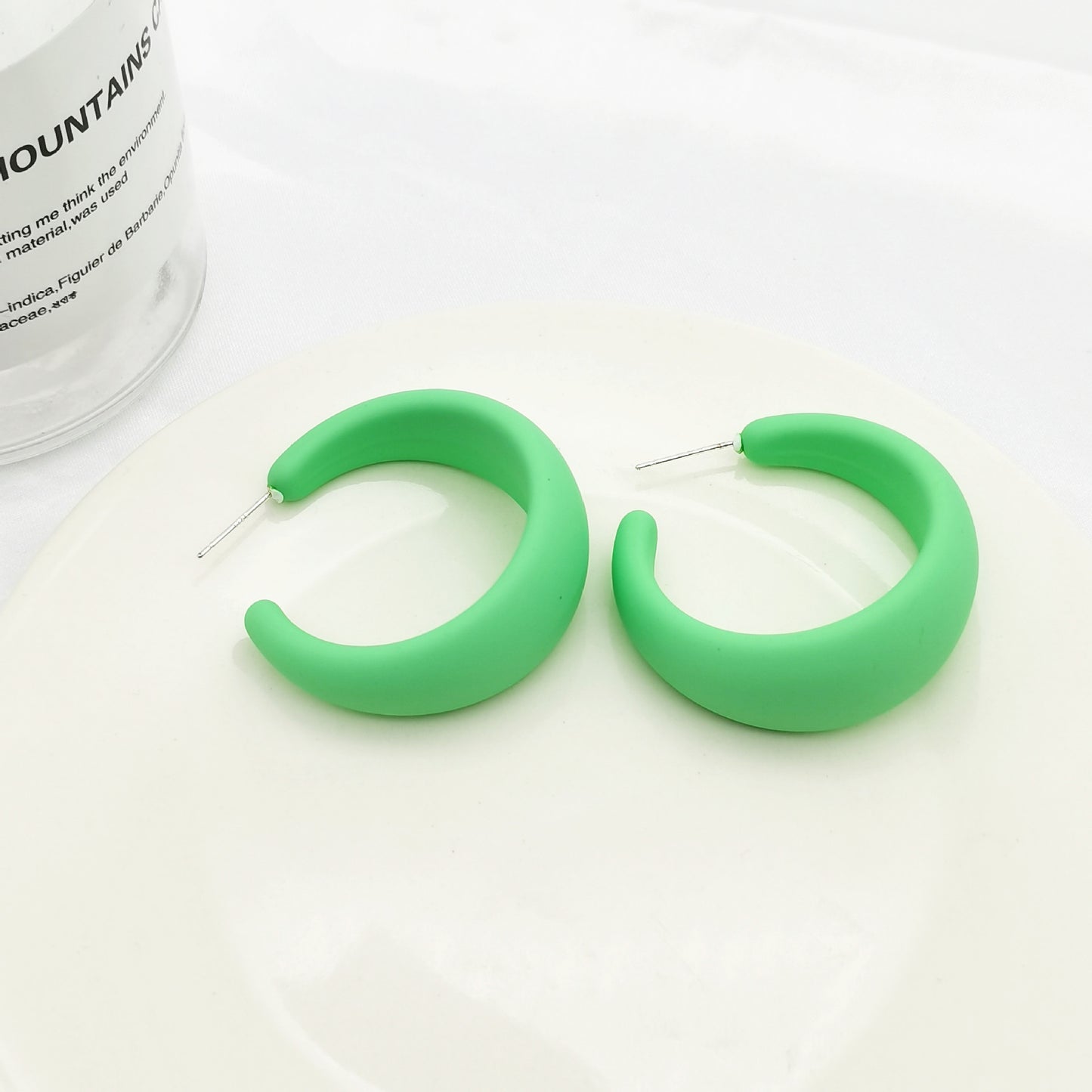 Needle Color Resin Circle Candy Shaped Fluorescent Cute Personality Stud Earrings
