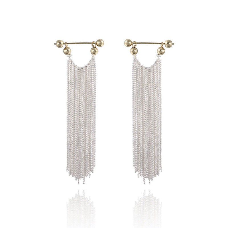 Women's Light Luxury Galaxy Waterfall Tassel For Graceful Fashionable Sparkling Sier Earrings