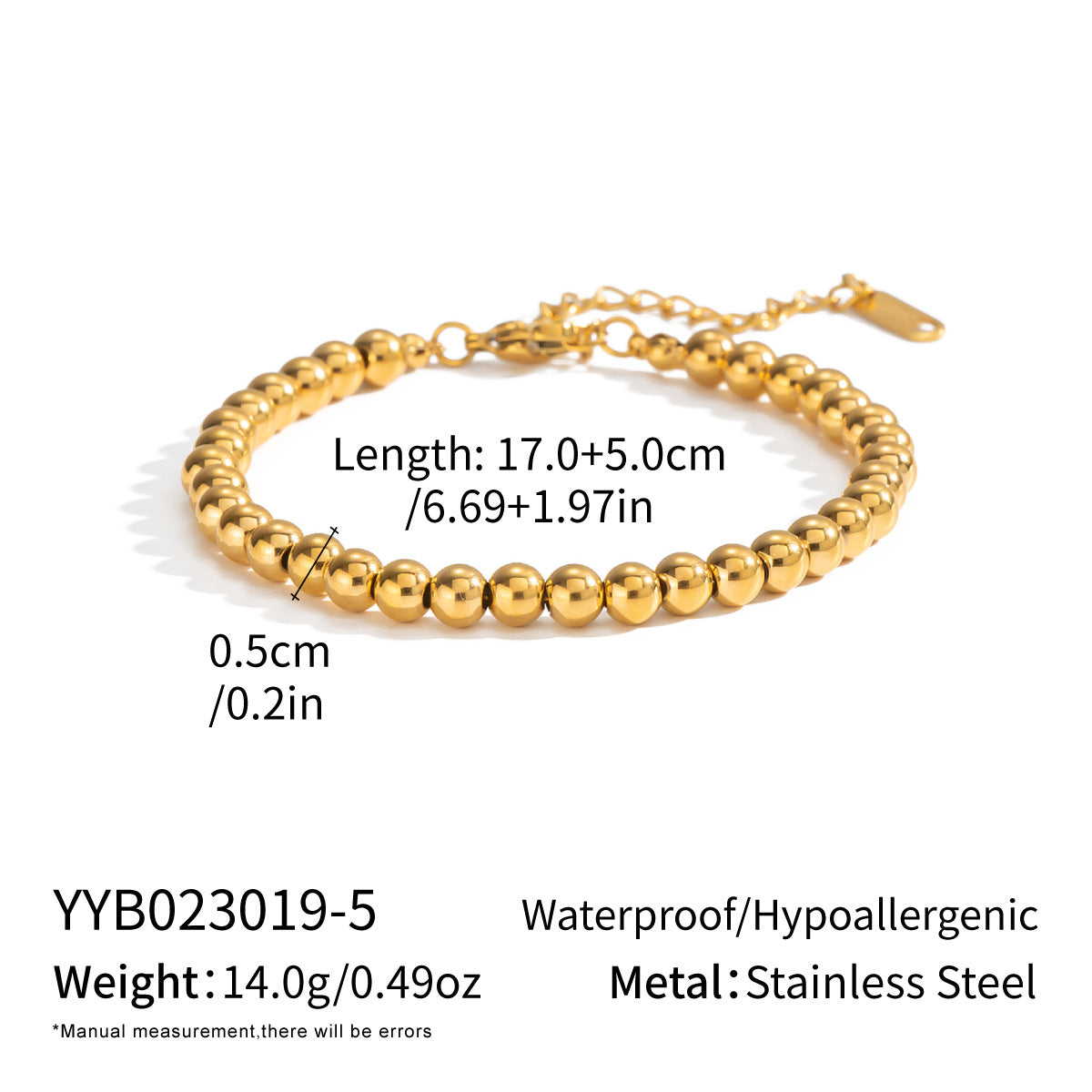 Simple Titanium Steel Gold-plated Ball Stainless Bracelet