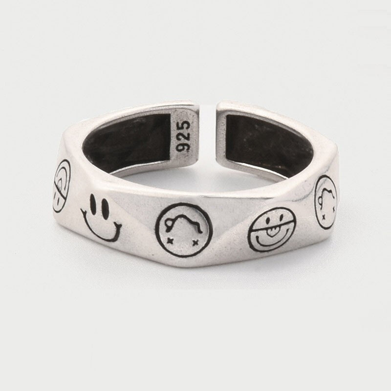 Men's Section Smiley Trendy Cold Wind Index Finger Rings