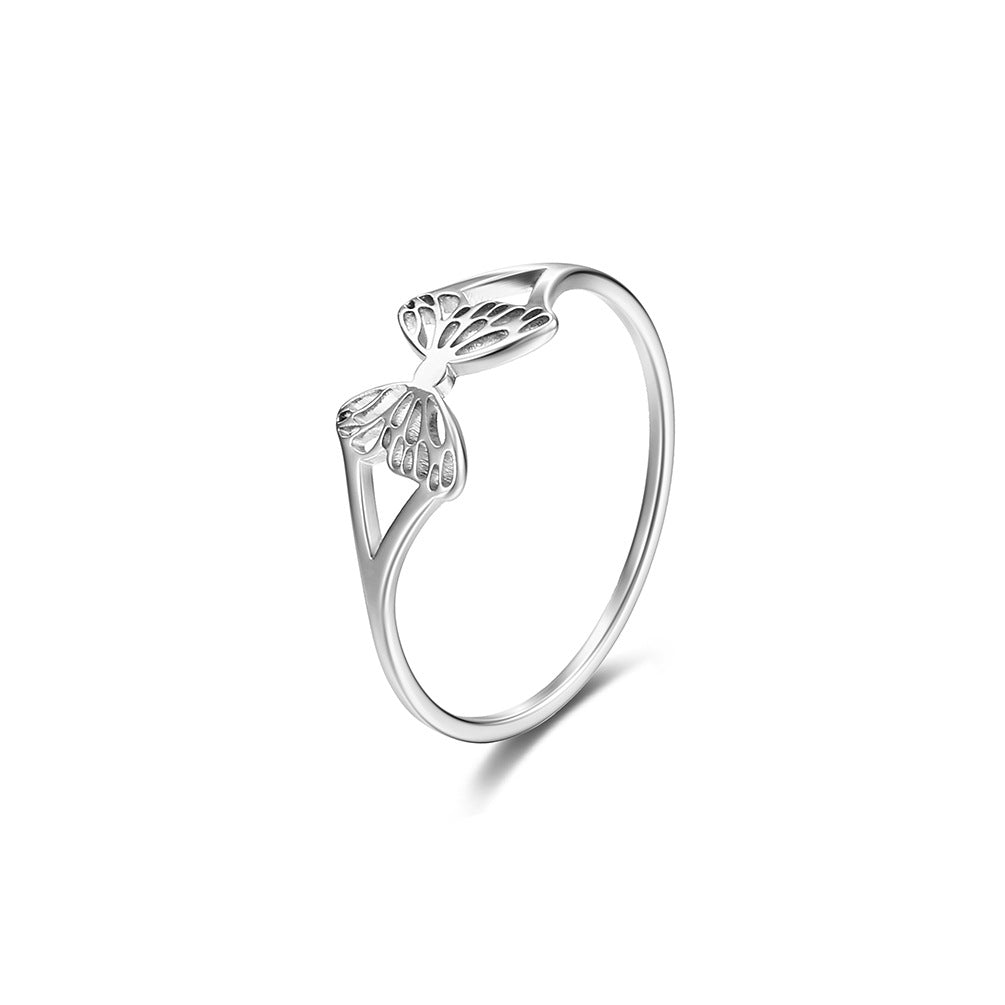 Women's Titanium Steel Hollow Butterfly For Little Finger Hand Ring